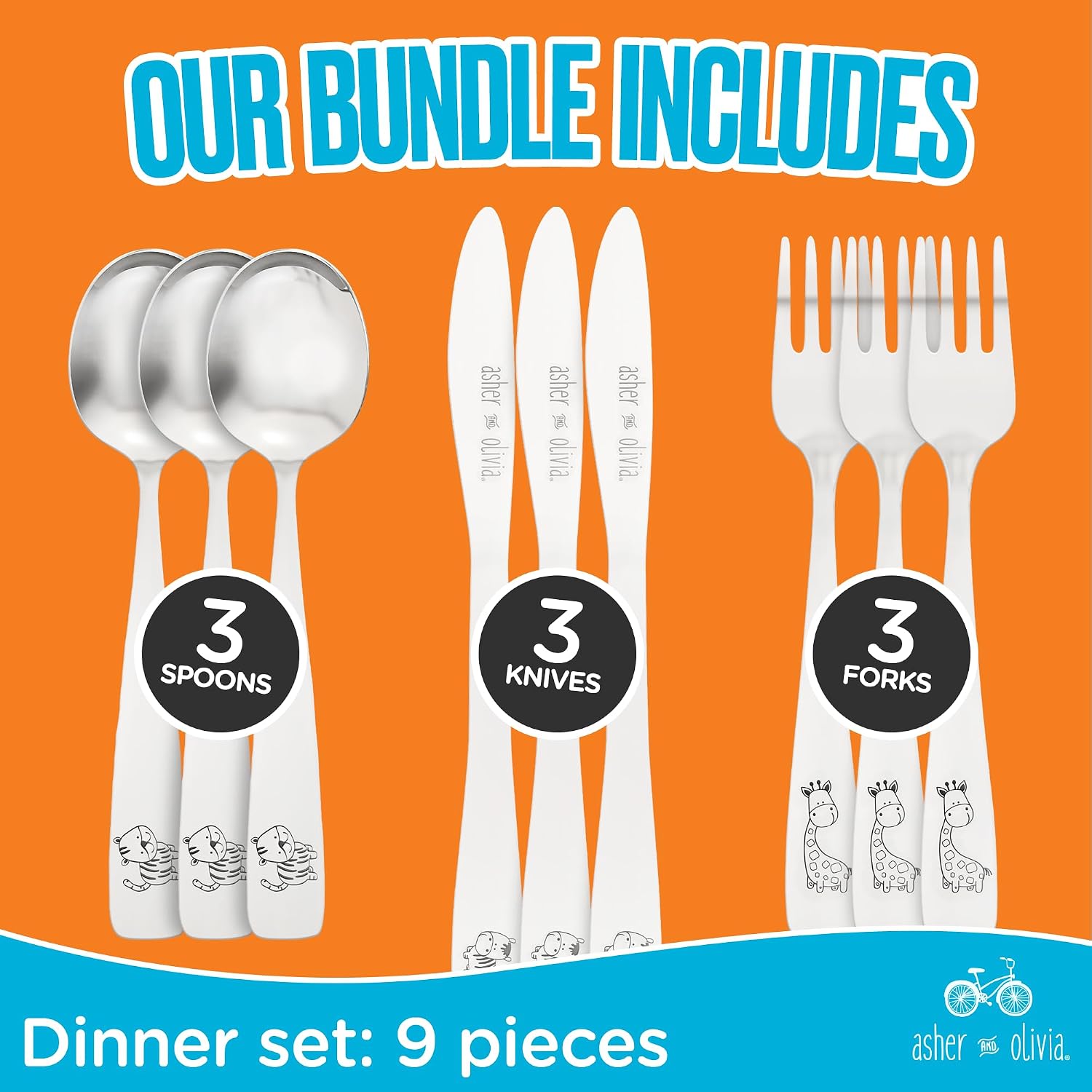 Kids and Toddler Utensils Silverware Set – 9-Piece Toddler Silverware Includes 3 Forks 3 Spoons and 3 Kid-Friendly Knives - kids Metal silverware Flatware Cutlery Set for Preschooler Baby Child image 2