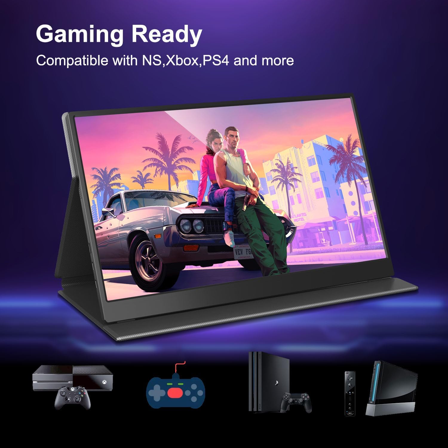 Portable Monitor 15.6" 1080P FHD USB-C HDMI, Ultra-Slim IPS Gaming Display, HDR Plug & Play, Premium Smart Cover & Screen Protector, Dual Speakers, Extended Monitor for Laptop PC MAC PS4 Xbox