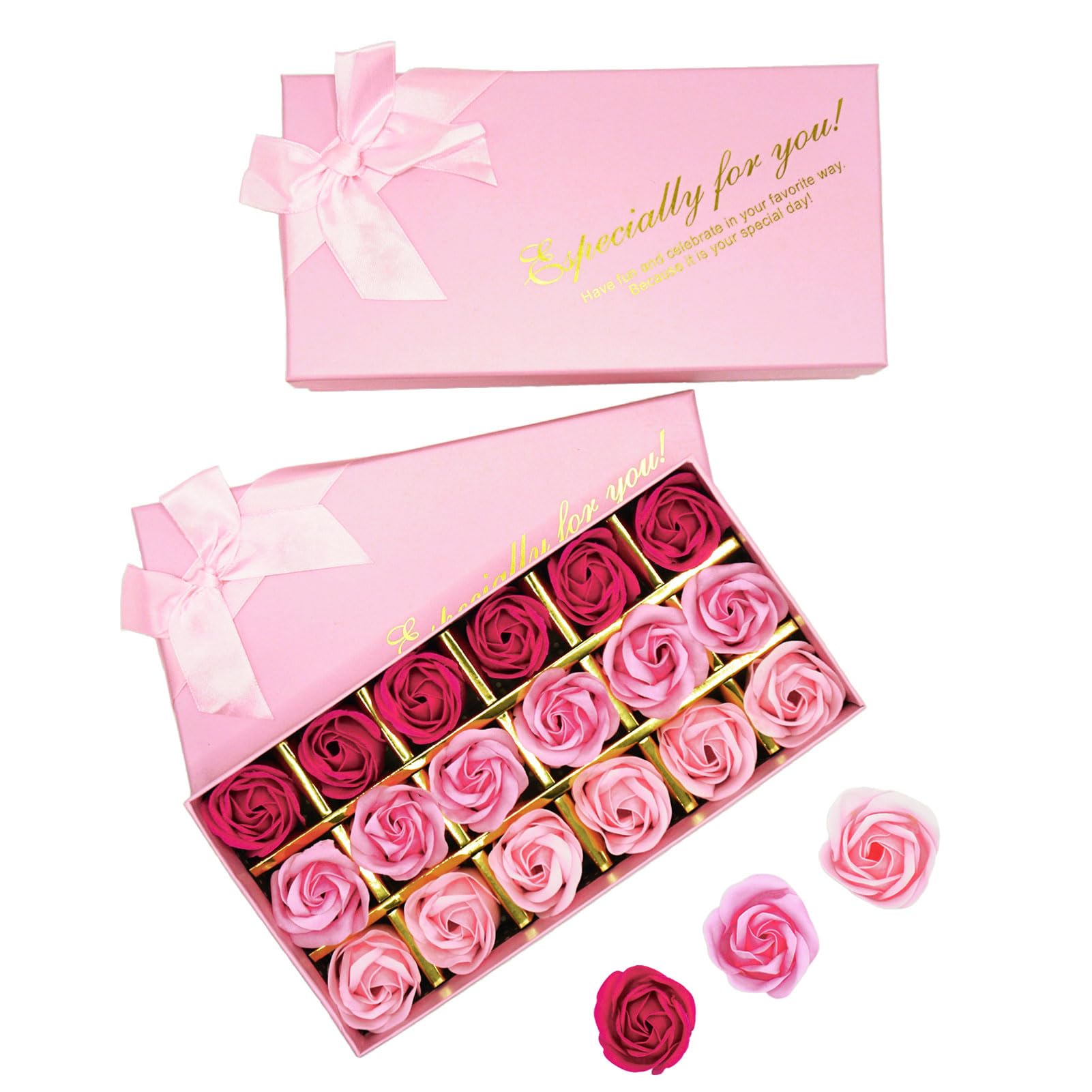 Rotumaty 36 PCS Floral Scented Bath Soap Rose Flower Petals, 2 Pack Plant Essential Oil Rose Soap Set, Best Gifts for Her Women Girls Mom Lover