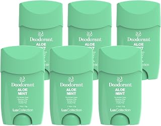 Lux Collection Deodorant for All Skin Types - Fresh Scent Aluminum Free Deodorant for Skin, Paraben Free & Cruelty Free (1.76oz 6 Pack, Aloe Mint)