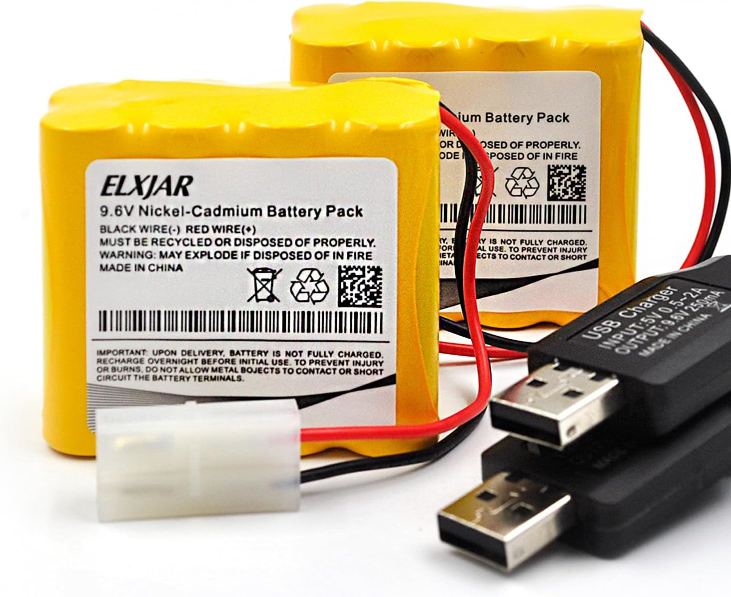 (2-Pack) 9.6V 1000mAh NI-CD Rechargeable Battery Pack Replacement for HuanQi 781 728 RC 1:24 M1A2 Toy Tank, RC Car, RC Battle Tank, RC Boat Model Toys Household Appliances