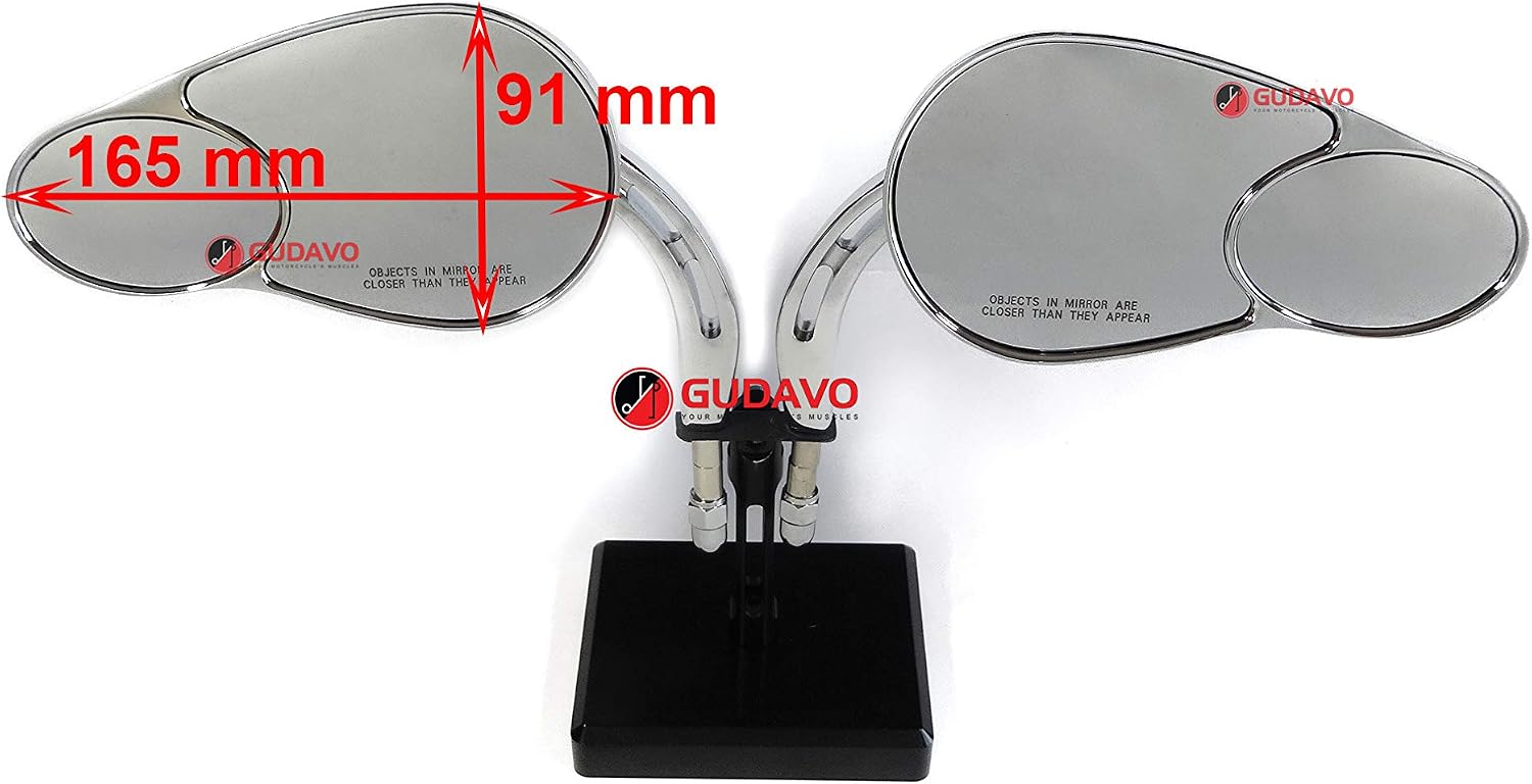 Motorcycle M8 Double Rear View Mirrors Chrome Blind Point Mirror compatible with Harley Davidson Sportster xlh 1200 Sportster xr 1200 1982-later