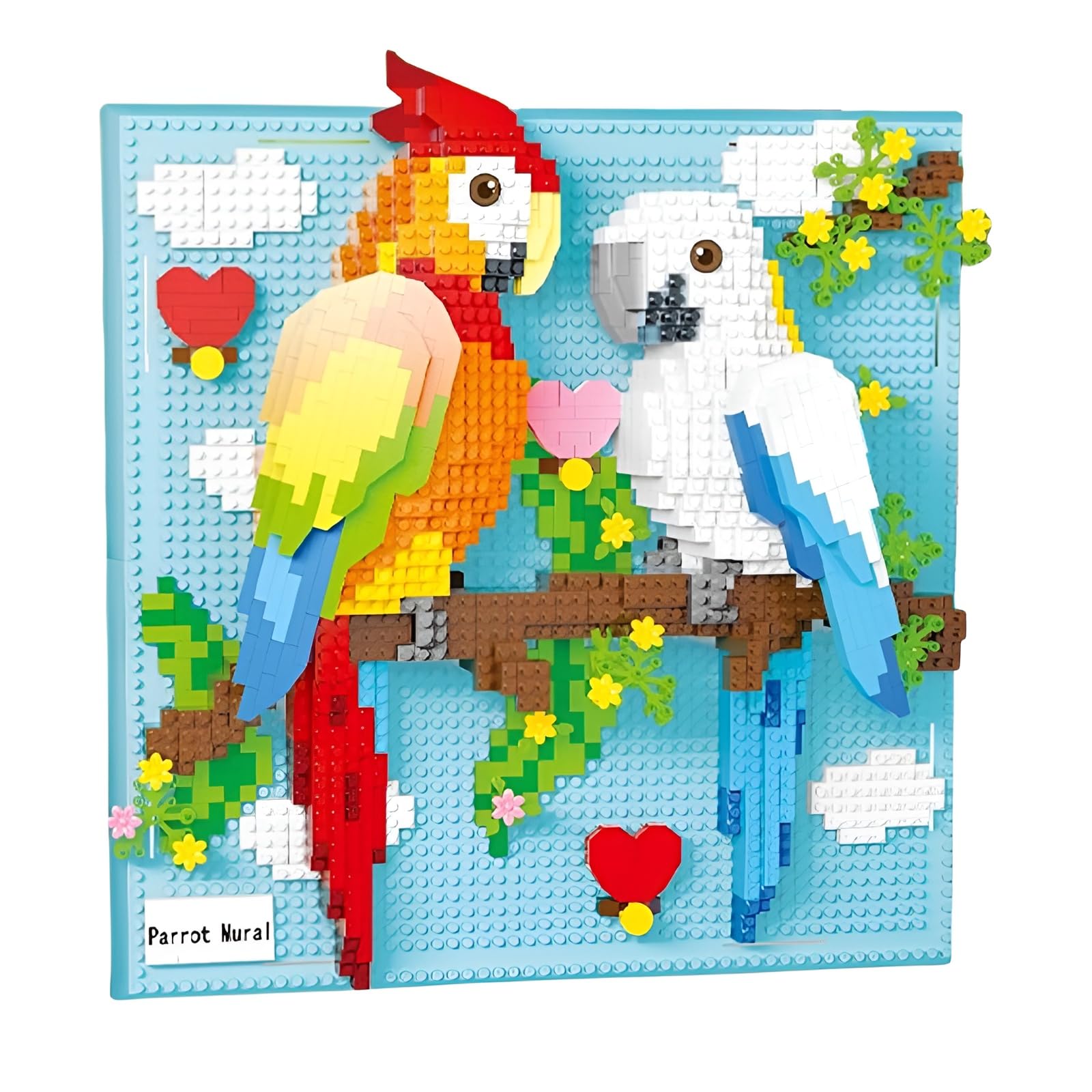 3D Wall Art Parrots Animal Micro Mini Building Blocks Set for Adults, Home Wall Decor Table Display, Creative Birthday Gift Toy for Kids Teens (1700 PCS)