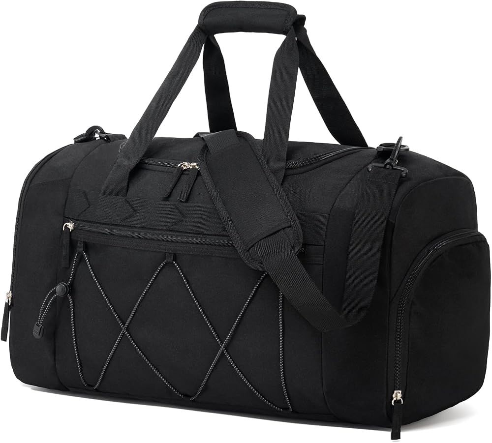 21 Inches Gym Bag for Men Women with Shoe Compartment - Black