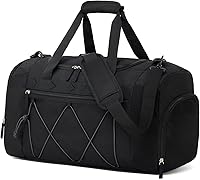 Vorspack 21 Inch Gym Duffel Bag for Men - Water-Resistant Travel Weekender with Shoe Compartment & Wet Pocket, Black