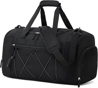 Vorspack 21 Inch Gym Duffel Bag for Men - Water-Resistant Travel Weekender with Shoe Compartment & Wet Pocket, Black