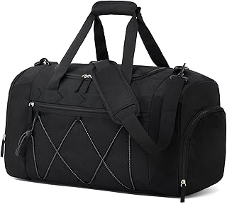 Vorspack Gym Bag for Men - 21 Inches Duffle Bag for Travel Water-resistant Travel Bag with Shoe Compartment Wet Pocket Duffel Bag for Gym Sports Travel Weekender Overnight - Black