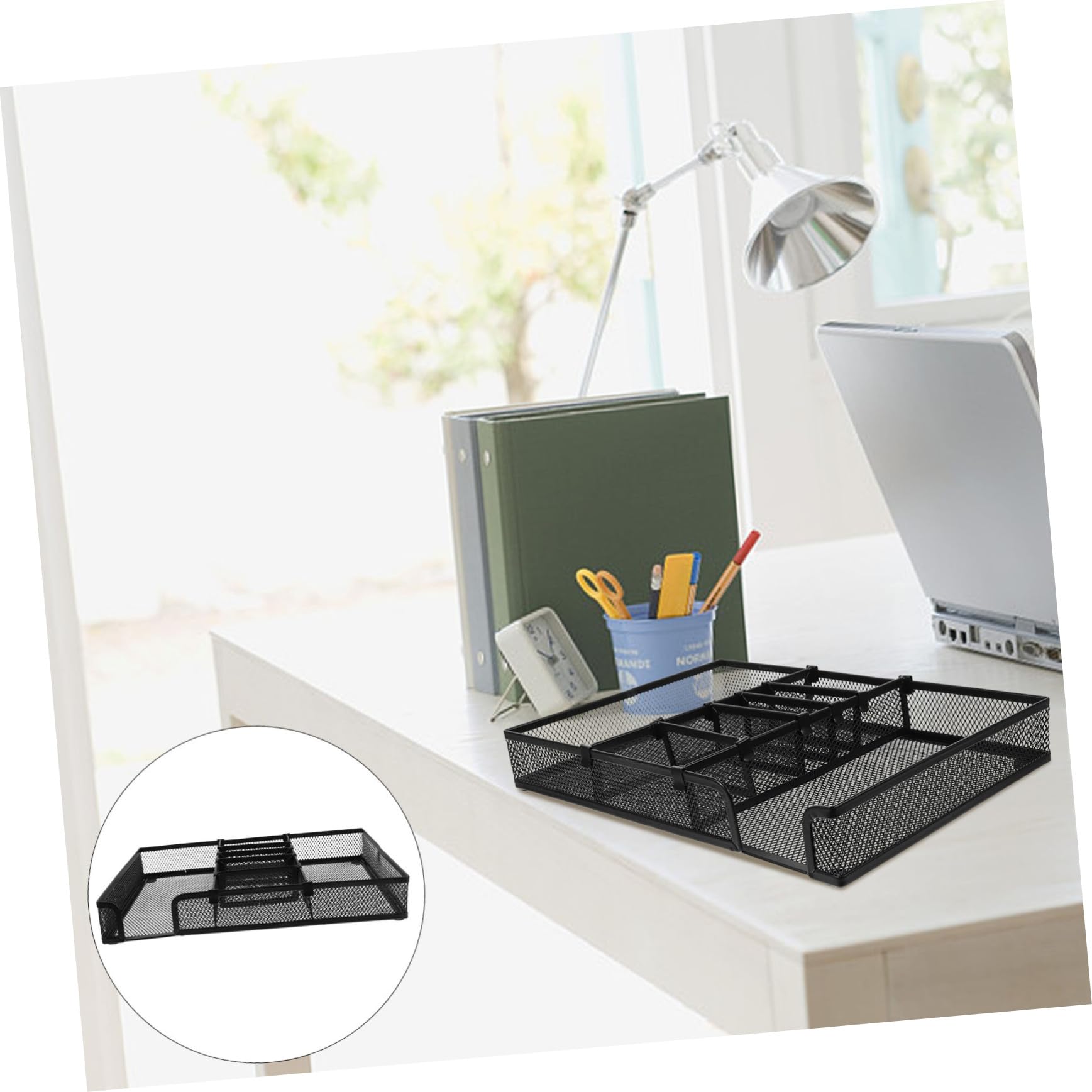 DOITOOL Organizer Scrivania Metallo Portaoggetti Multifunzionale per Ufficio Design Elegante per Desktop con Scomparti per Penne e Accessori per Mantenere Ordinato Lavorativo