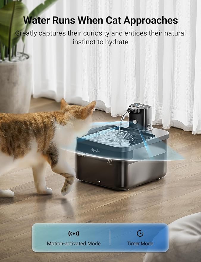 Fuente de Agua para Gatos DownyPaws Inalámbrica con Sensor de Movimiento miniatura 3