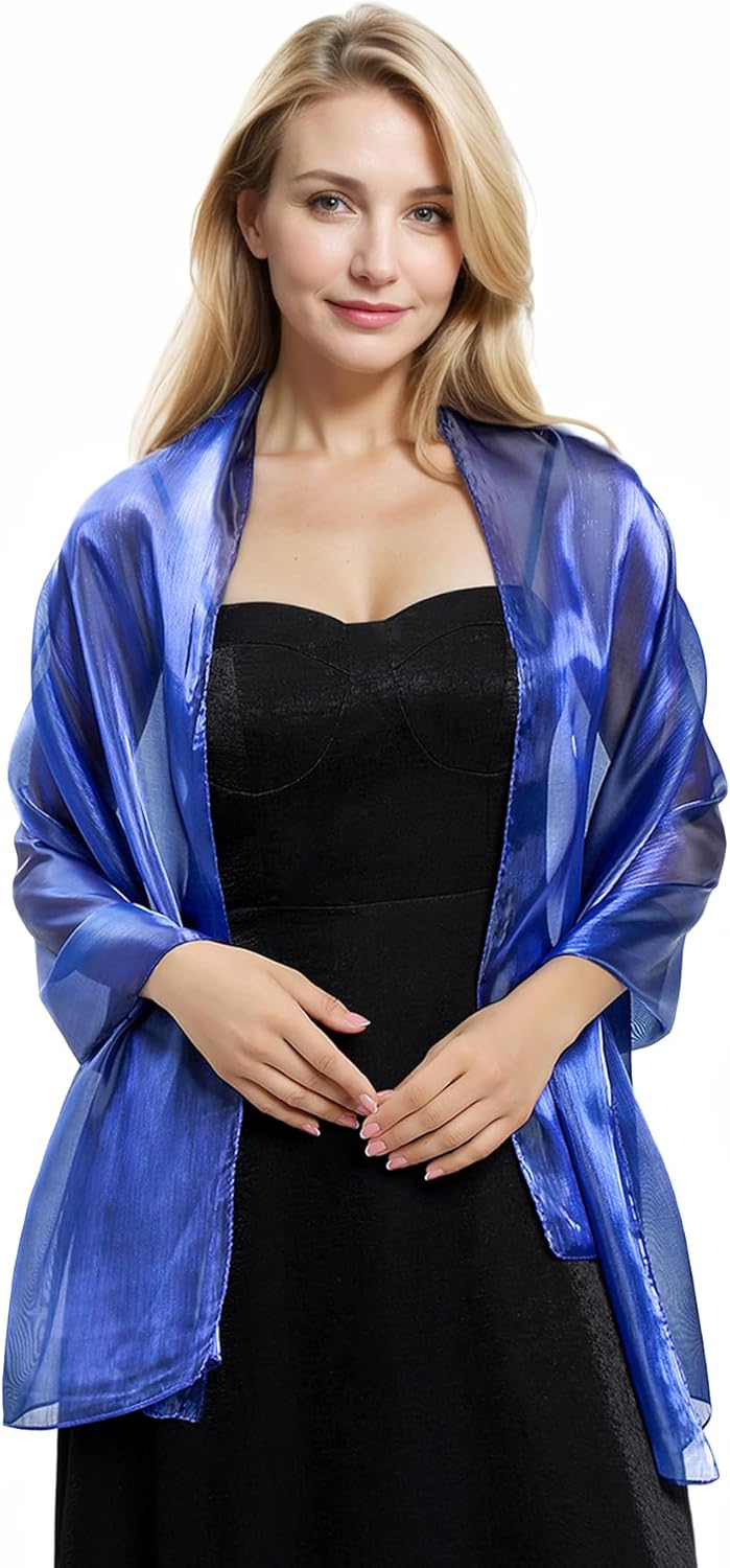 MUQU Women Shawls and Wraps for Evening Dresses Wedding Lightweight Soft Sheer Crepe Shawl - Image 3
