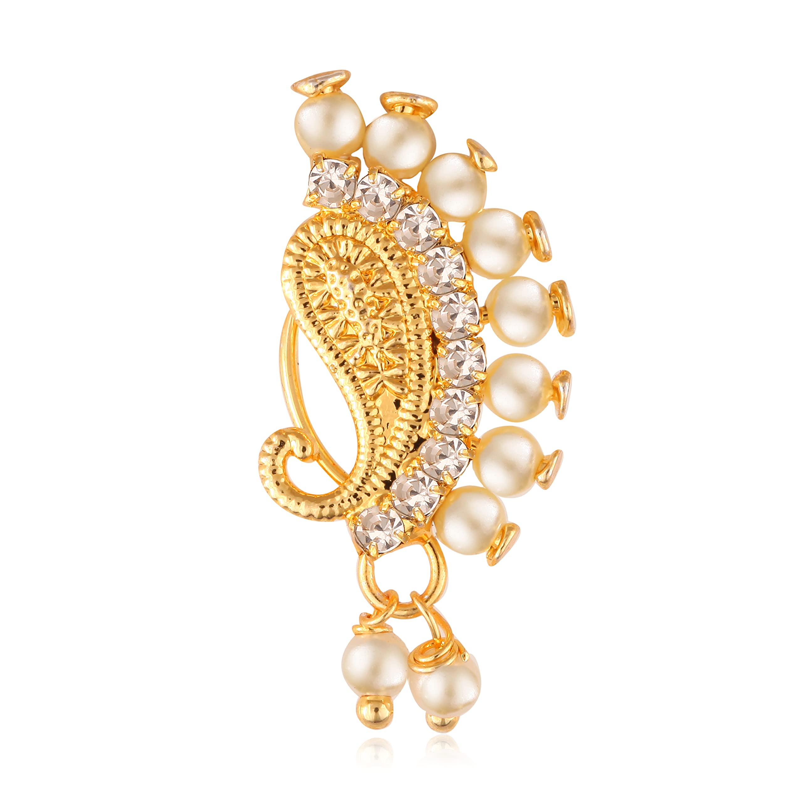 Vighnaharta Gold Plated with Peals Alloy and CZ stone Non Piercing Maharashtrian Nath Nathiya./ Nose Pin valentine day gift valentineday gift for her gift for him gift for women gift for women [VFJ1079NTH-Press-White ] (B09SWNVPNG) Amazon Price History, Amazon Price Tracker
