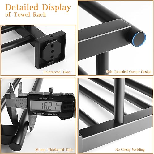 Miniatura 5 de Alise - Toallero de baño con dos barras para toallas y estante, para colgar en la pared, acero inoxidable, SUS 304