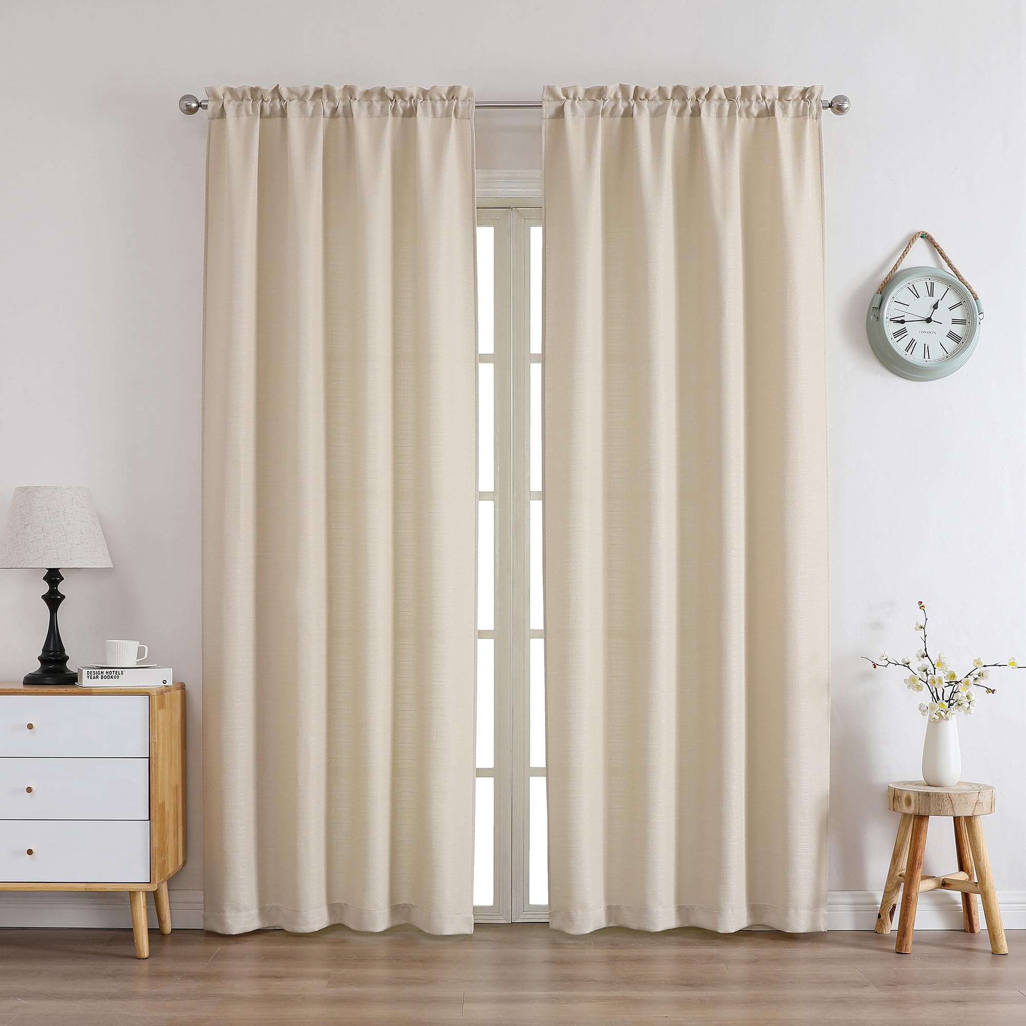 Chyhomenyc Linen Curtains 78 Inch Length 2 Panels Set, Faux Linen Textured Light Filtering Soft Airy Farmhouse Curtain Drapes for Living Room Bedroom, 40Wx78L — image 1