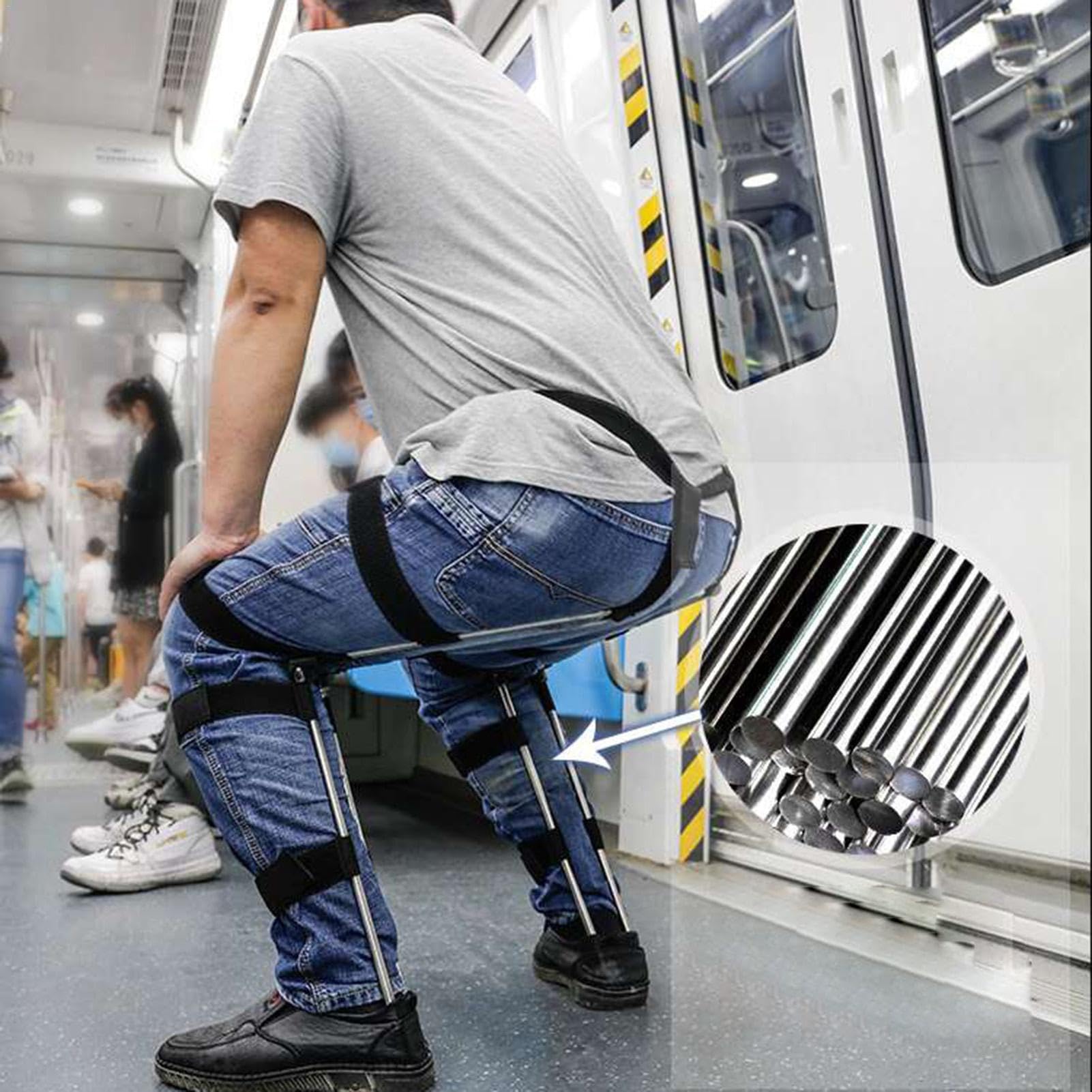 Silla portátil | Asiento portátil | Pantalones de Silla | Silla invisible de exoesqueleto humano portátil | Asiento ajustable para concierto metro autobús
