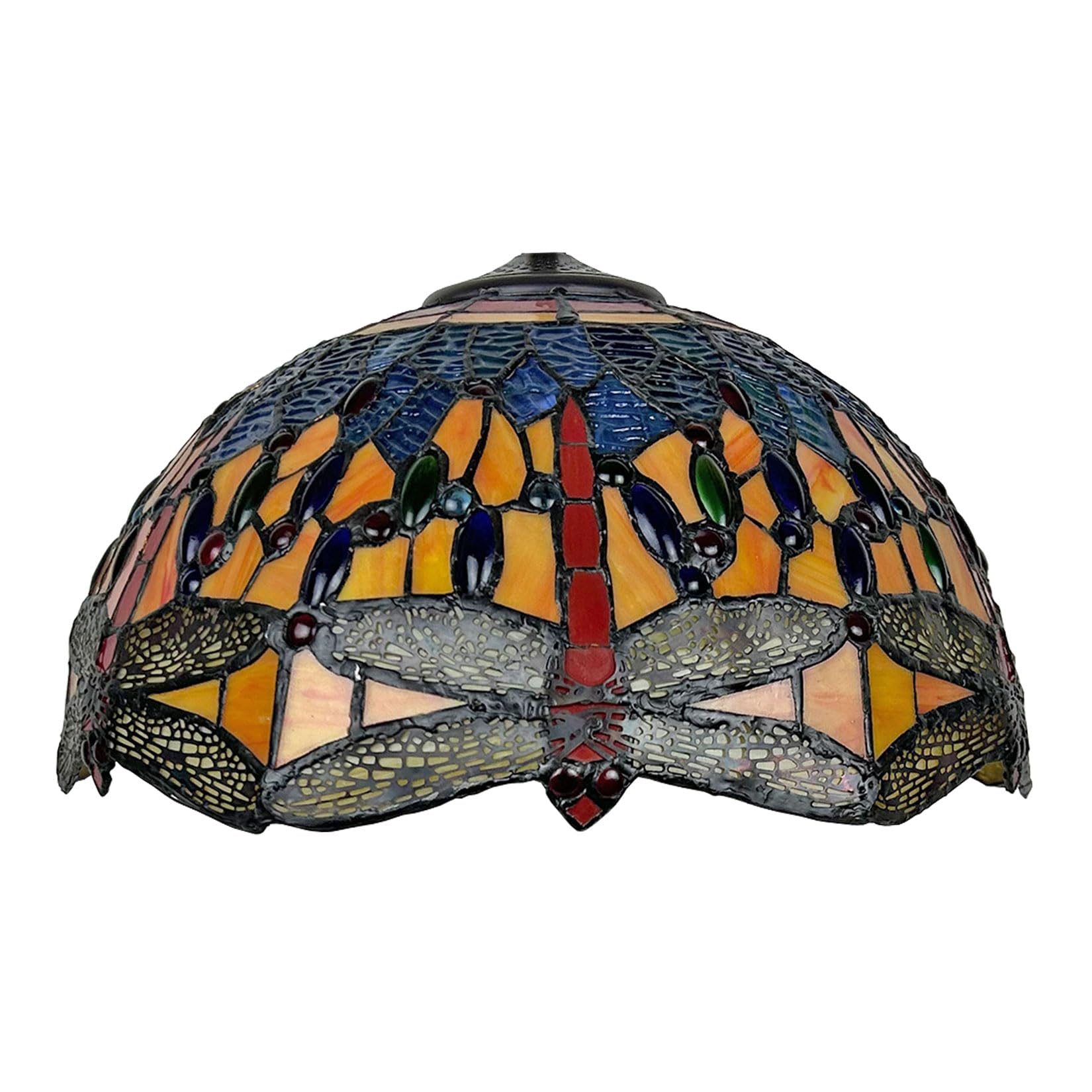 SaryEdge Dragonfly Tiffany Lamp Shade Replacement Only 16X9 Inch Stained Glass Lampshades, Vintage Antique Light Cover Suitable For Use With Table Lamp Floor Lamp Hanging Pendant lamp ，Orange
