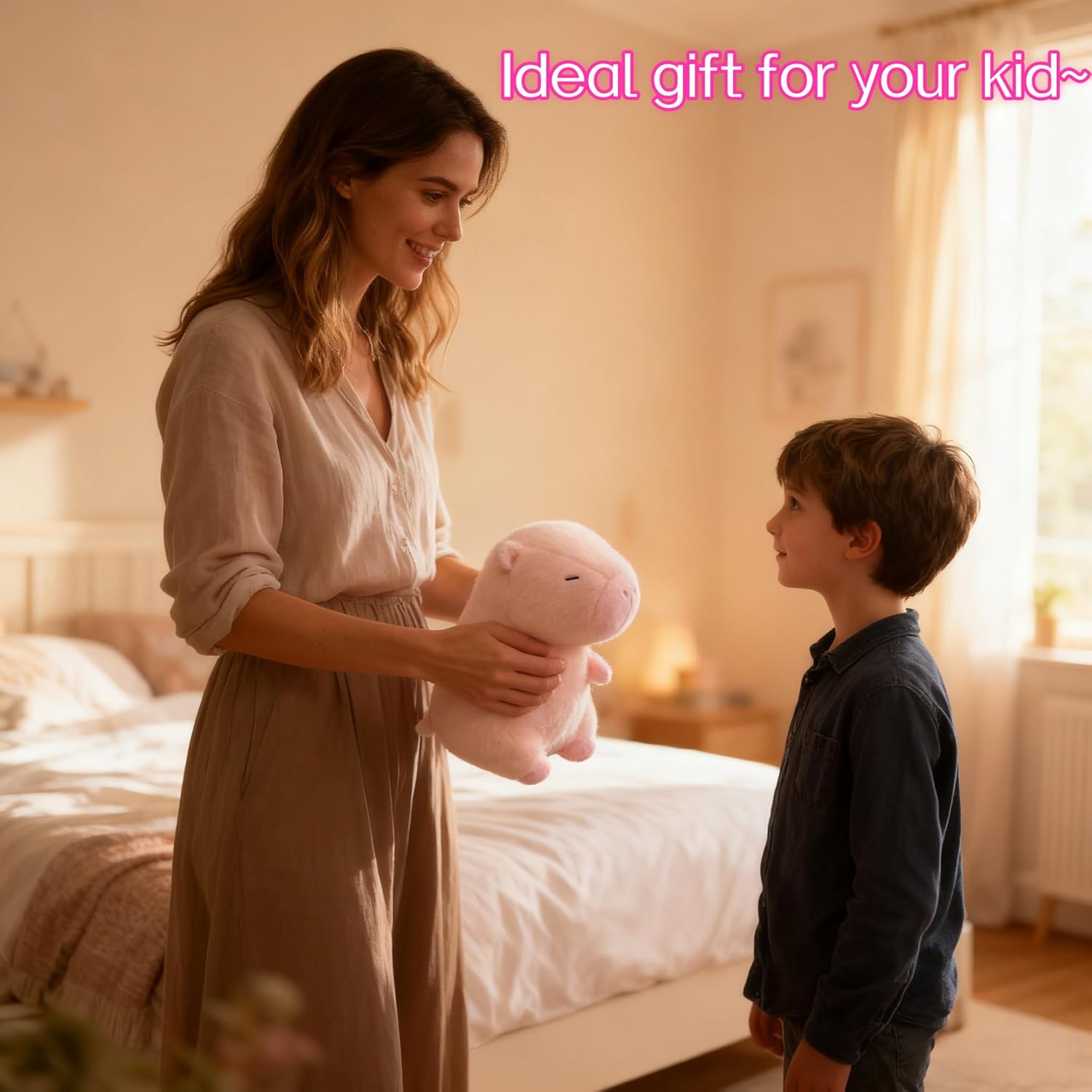 10" Pink Glowing Capybara Plush Toy, Soft Light-Up Capybara Stuffed Animal, Cozy Sleep Companion, Cute Night Light Plush Birthday for Kids, Girls, Friends (No Battery)