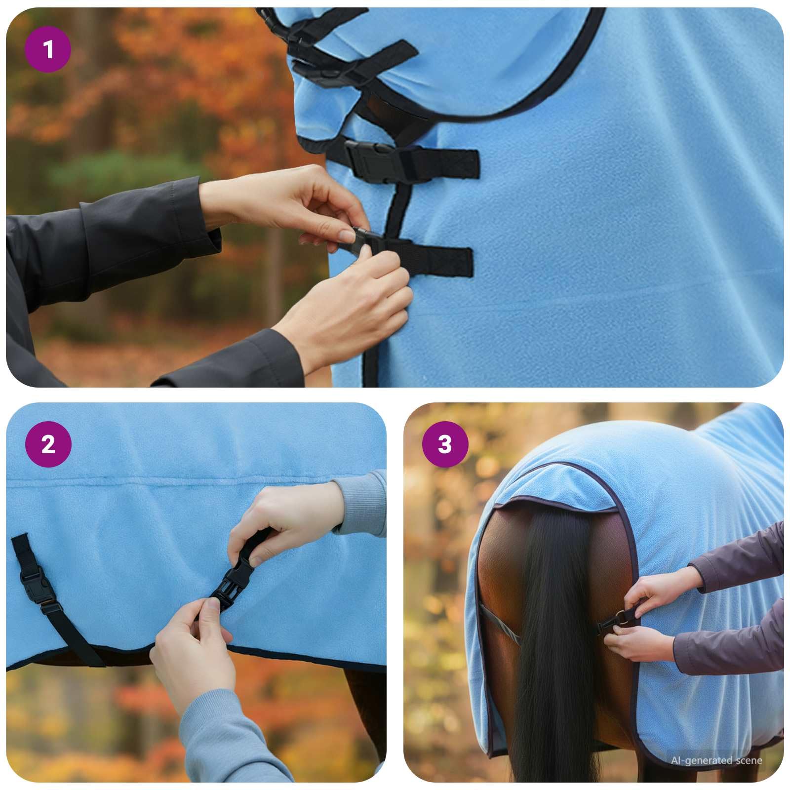 Manta para caballo Aqua 155 cm poliéster invierno con forro transpirable y correa ajustable para establo, pasto y transporte, impermeable, duradera, ligera