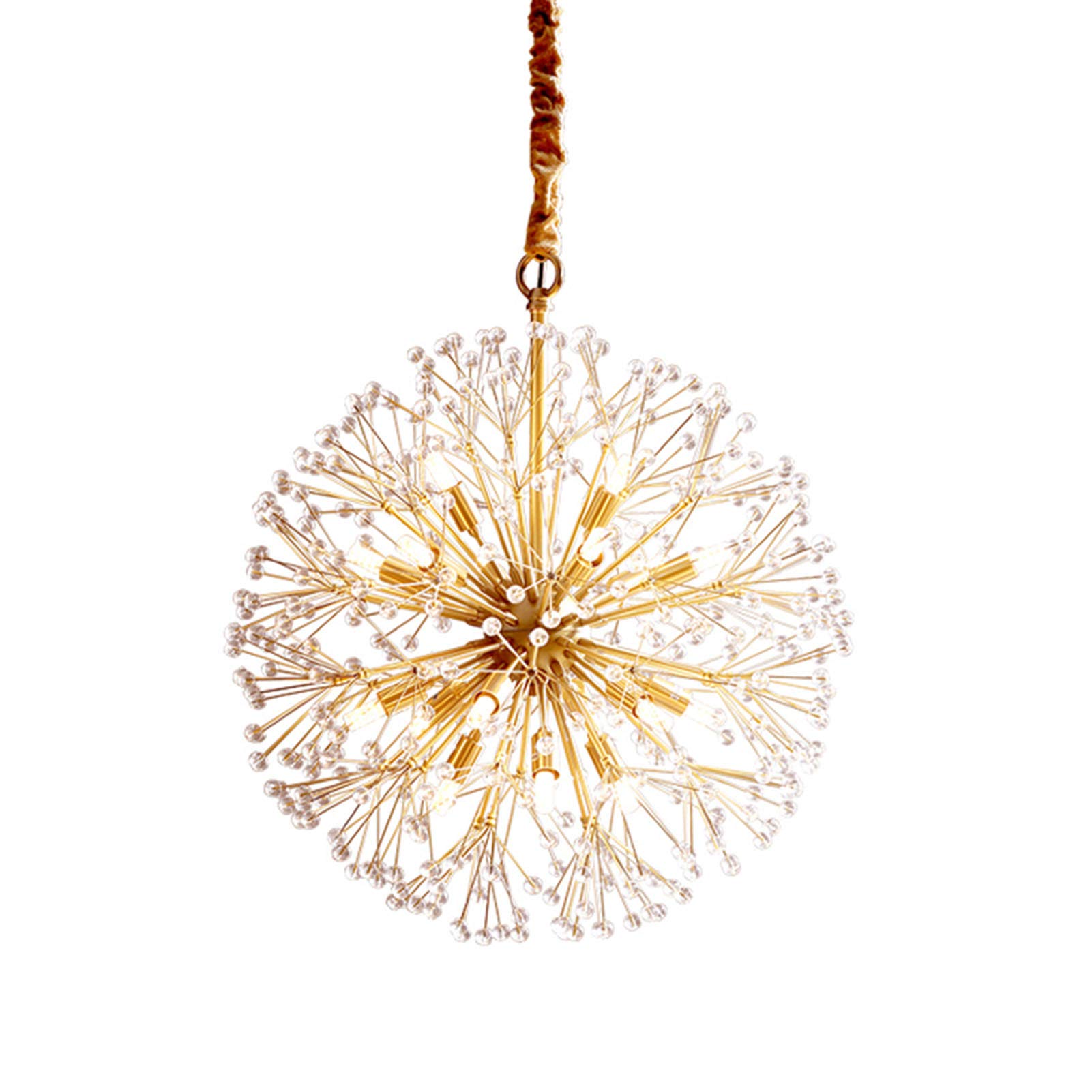 ZZZYZ Modern 18 Lights Dandelion Crystal During Light Round Firework Decor Sputnik Chandelier Delicate Metal Hanging Light For Kitchen Sink Bar-Golden 60cm
