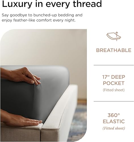Miniatura 5 de Threadmill American Supima - Juego de sábanas de lujo de 656 hilos de 4 piezas para colchón tamaño King, sábanas de calidad de hotel de 5 estrellas