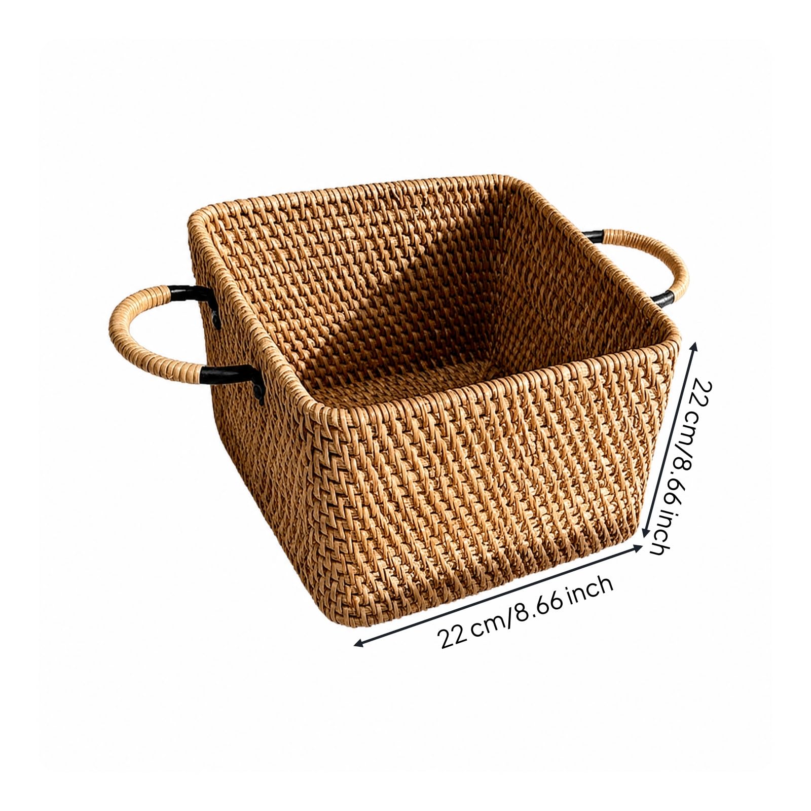 rockible Cesta Mimbre Cuadrada con Laterales Organizador corativo Transpirable para Comedor, 22x22x14CM