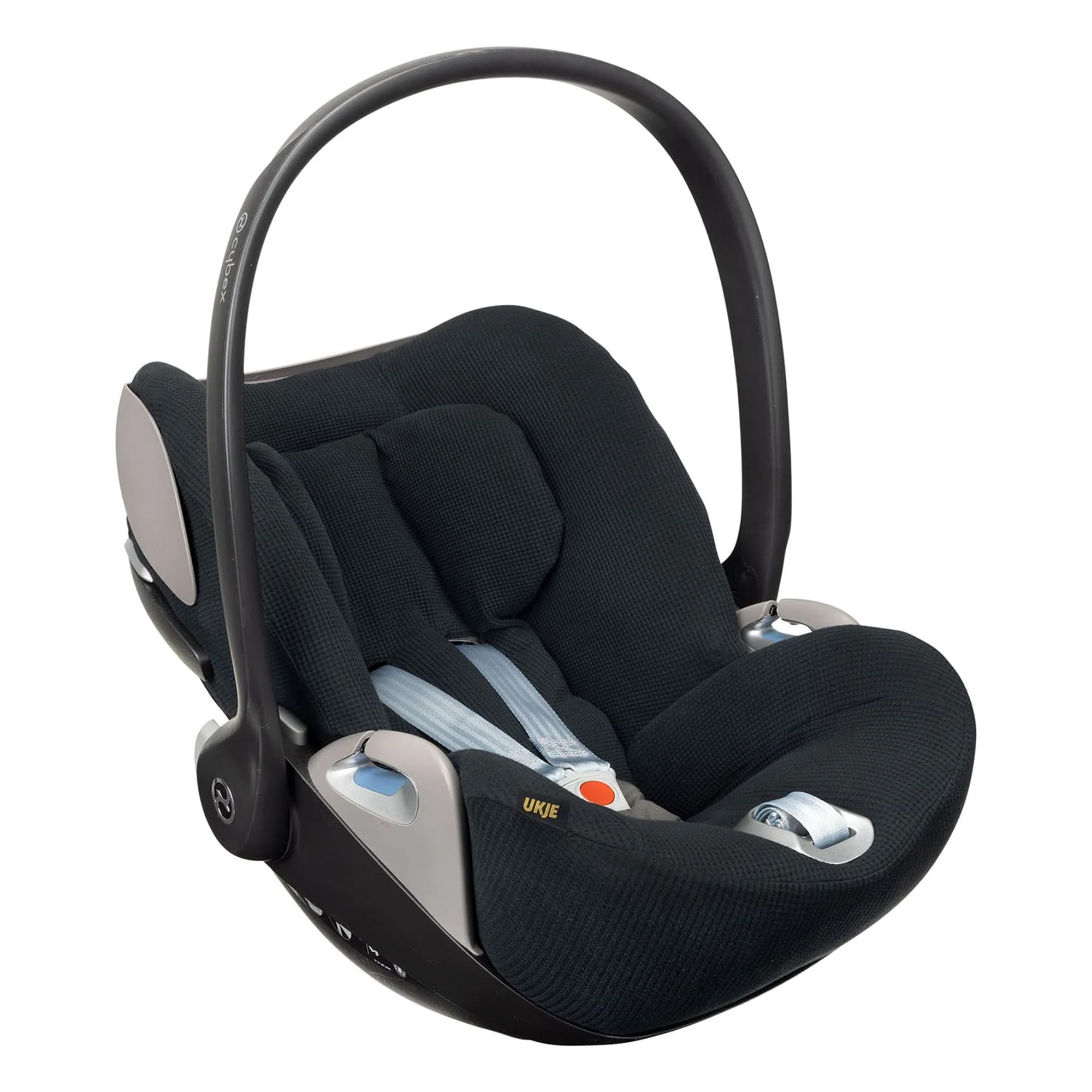 Ukje - Cybex Cloud Z Sommerbezug - Perfekte Passform - Handgefertigt in Europa - Dickes atmungsaktives Baumwollgewebe - Sommerbezug Cybex - Reduziert das Schwitzen und hygienisch… (Schwarz Waffel)