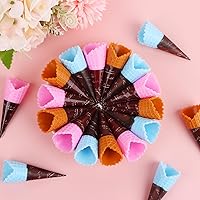 Vista 3 de 80 piezas de mini cono de helado artificial realista, adorable cono de helado de simulación, juego de comida, casa de muñecas, suministros
