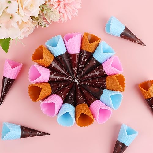 Miniatura 3 de 80 piezas de mini cono de helado artificial realista, adorable cono de helado de simulación, juego de comida, casa de muñecas, suministros para