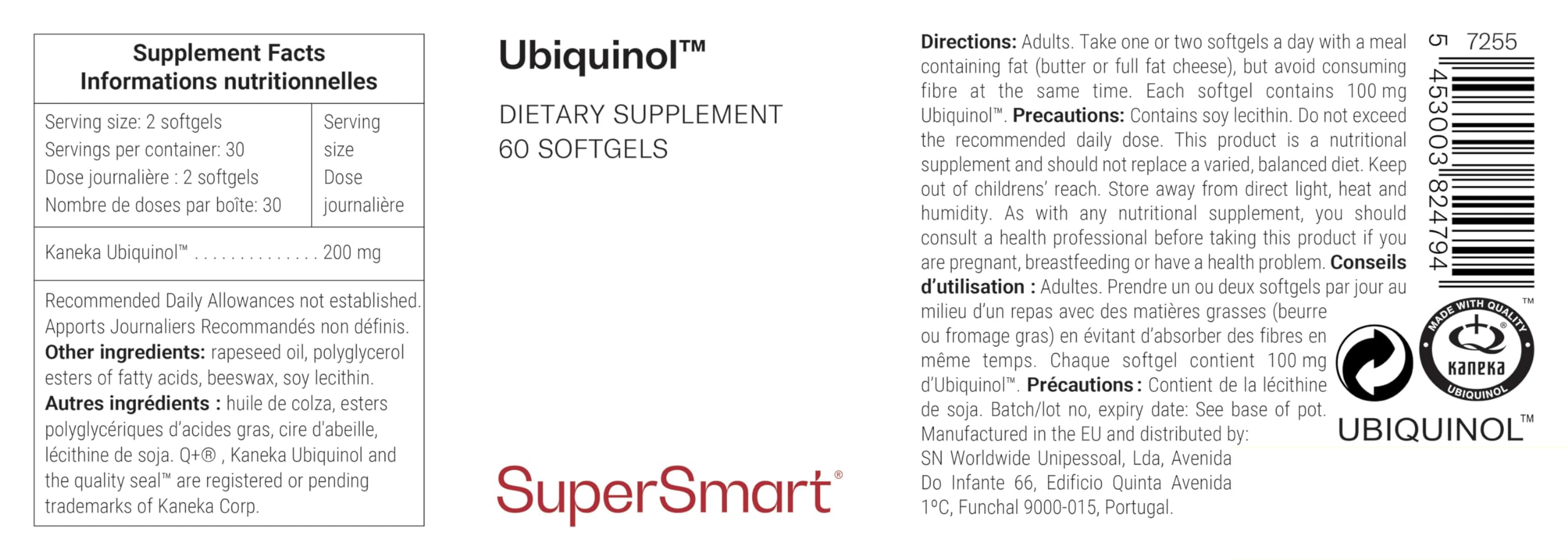 Ubiquinol - Aktive Form von CoQ10 - Hoch bioverfügbar - Für Herzgesundheit und Blutdruckregulierung - Starker Antioxidans - SuperSmart