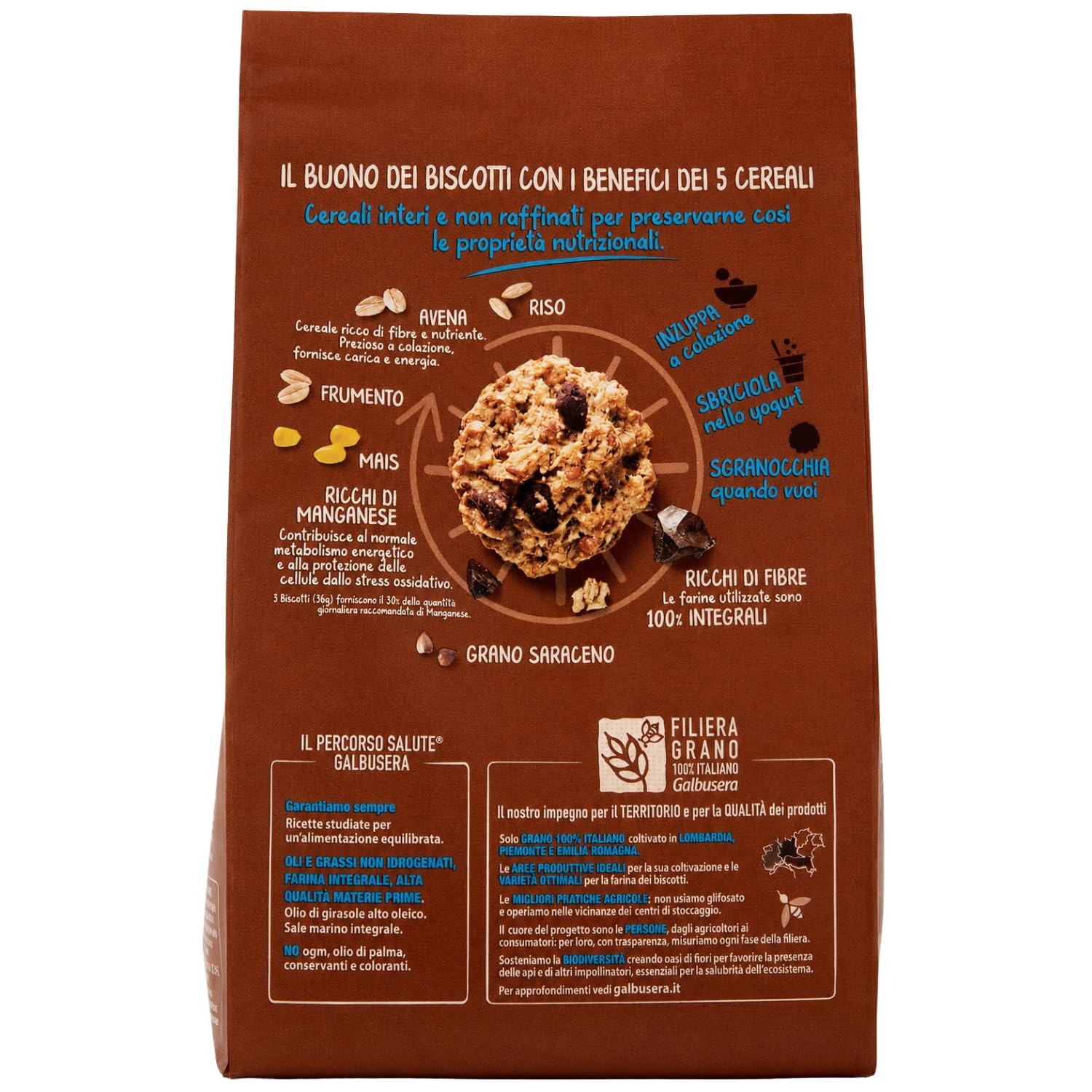Biscotti Granola e Frolla 300g con Pezzi di Cioccolato Cereali G Ricchi di Fibre Snack Dolce Variazioni 4/8/12 Confezioni (12 PEZZI)