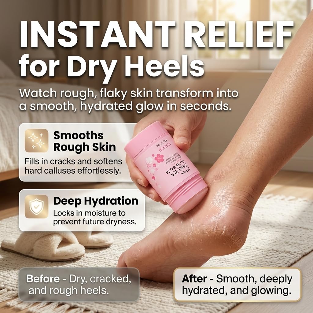 Japan Sakura Foot Heel Stick for Dry Skin, Foot Balm Stick for Dry Heels and Feet, Moisturizing Heel Balm with Shea Butter, for Heels, Elbows, Knees and Hands (3PCS)