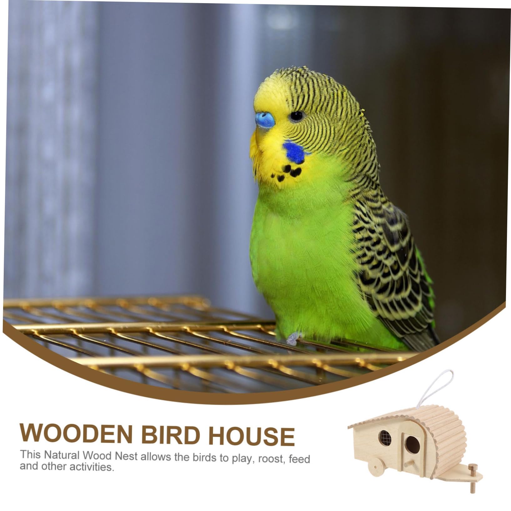 Casa Nido De Madera Natural para Pájaros Pequeños Nido Colgante para Jardín Exterior Decoración De Jardinería Suministros para Mascotas
