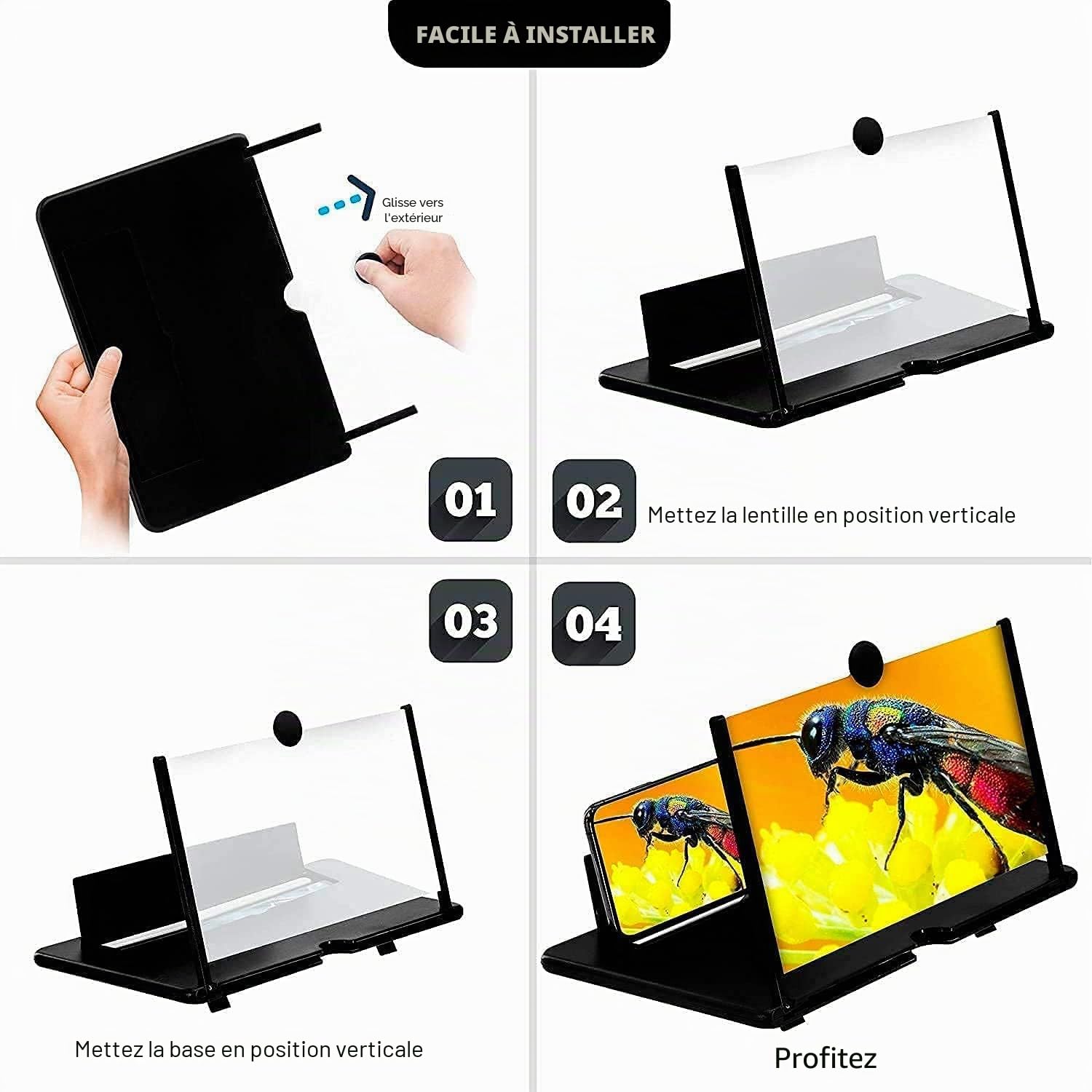Agrandisseur ecran Telephone,16 Pouces Loupe Telephone Portable, 3D HD Loupe pour Smartphone, pour Regarder des vidéos de Films,pour Tous Les Smartphones