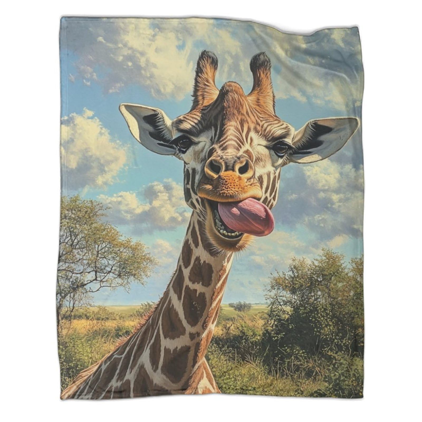 Couverture de voyage adulte lit canapé grand plaid chaud motif girafe