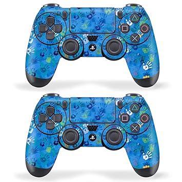 Techfit Pack of 2 Skin for Sony Playstation 4 , PS4 Slim , PS4 Pro DualShock Remote Wireless Controller - Hand Print Art