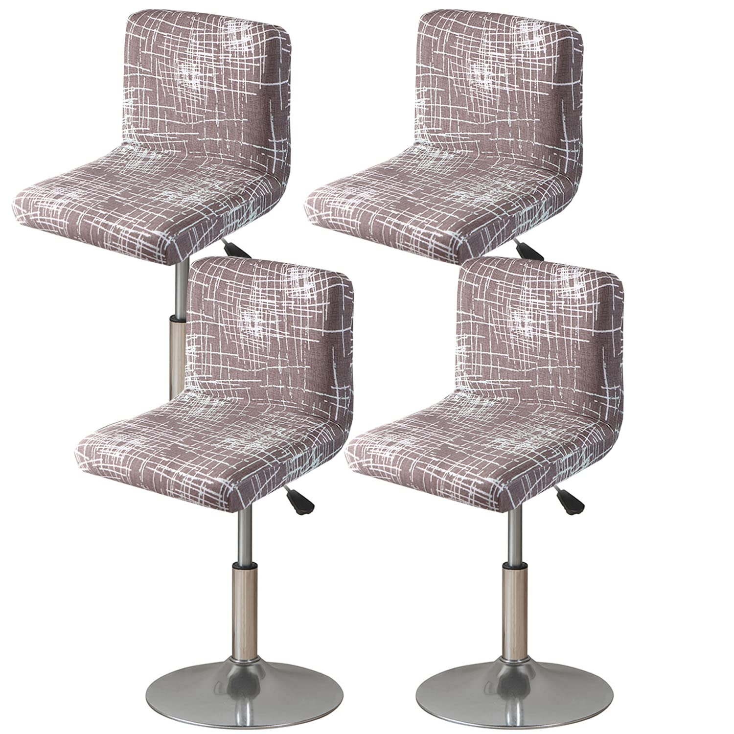 Photo 1 of Bar Stool Covers with Backs,4 Pack Stretch Bar Stool Chair Covers Removable Bar Stool Covers Washable Bar Chair Covers Swivel Barstool Covers Slipcovers with Back for Low Short Back Chairs Gray&White Gray&white 4