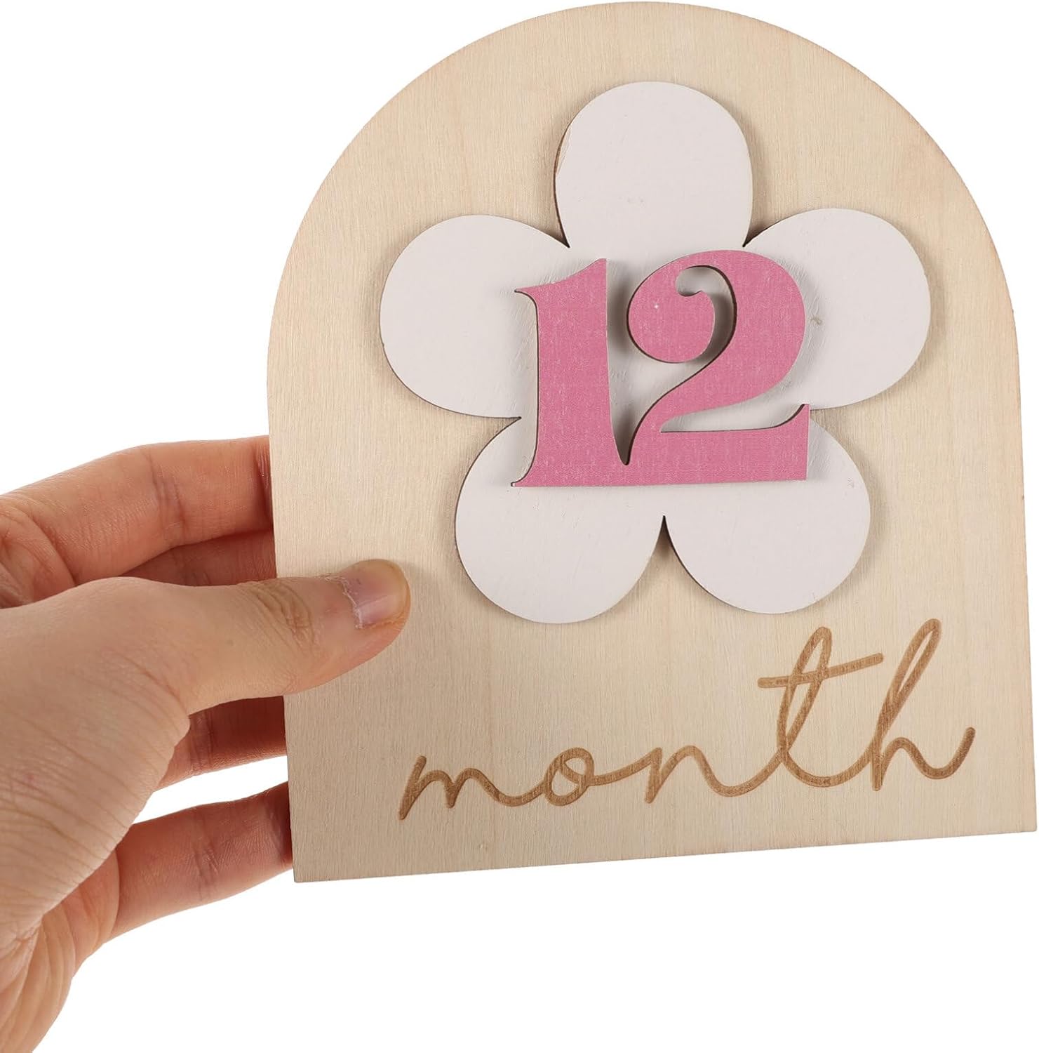 STOBOK 1set Monthly Announcement Card for Newborn Photography Safe Natural Smooth Finish Includes Plaques for Growth Celebrations
