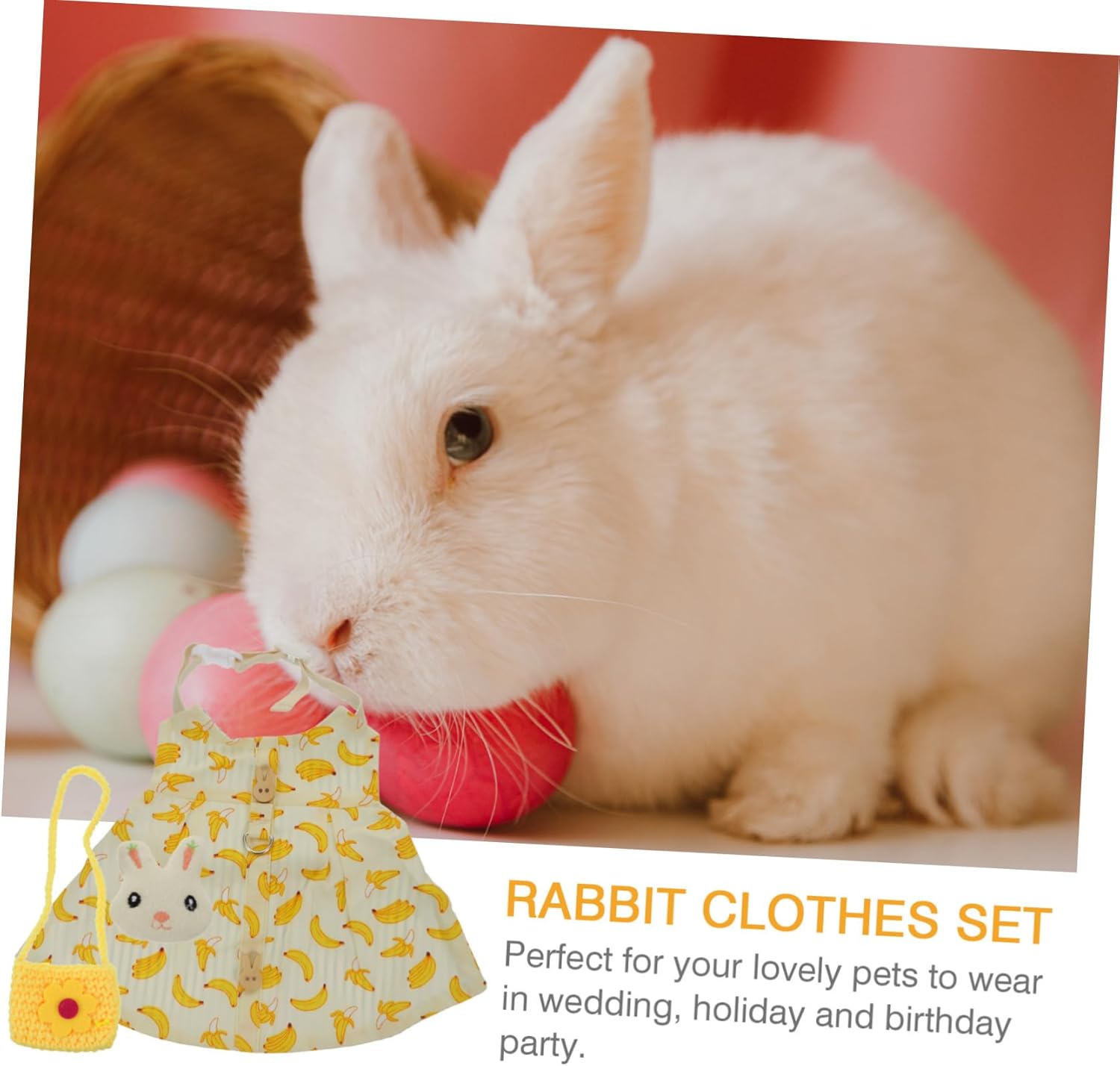 Generic 2sets Complete Rabbit Costume Set Harness Leash Bag Hat and Bunny Accessories Breathable Pet Suit for Healthy Exercise