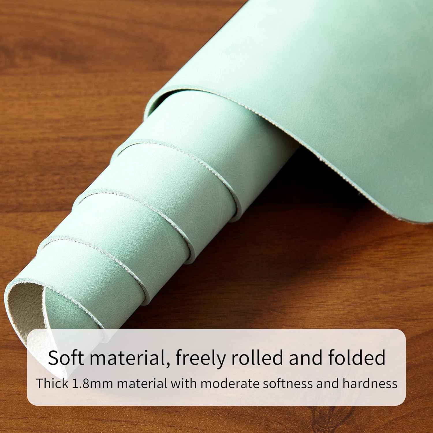 Desk Pad Soft PU Leather Large Mouse Pad Laptop Computer Desk Mat Table Blotter Flat Smooth Waterproof Non-Slip Desktop Protector Write Pad for Office and Home (Light Green, 60x35cm) - Image 4
