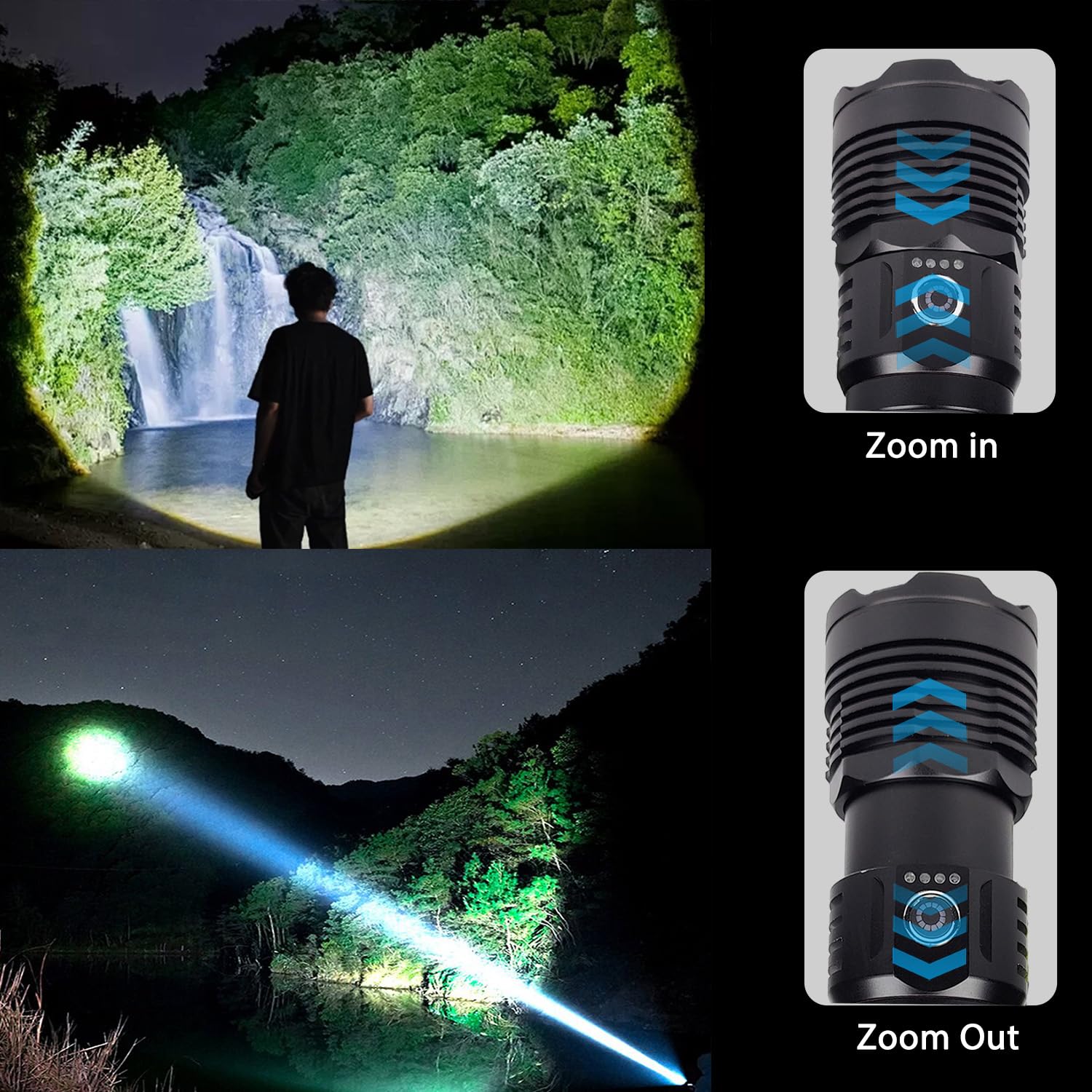 Skylla Torcia LED Super Luminosa 1800 Lumen - Ricaricabile, Zoomabile, Impermeabile Per Esterno E Emergenze - 4