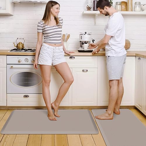Miniatura 146 de HappyTrends Tapete de cocina [2 piezas] acolchado, cómodo, antifatiga, impermeable, antideslizante, tapete de espuma ergonómica gruesa y perfecta