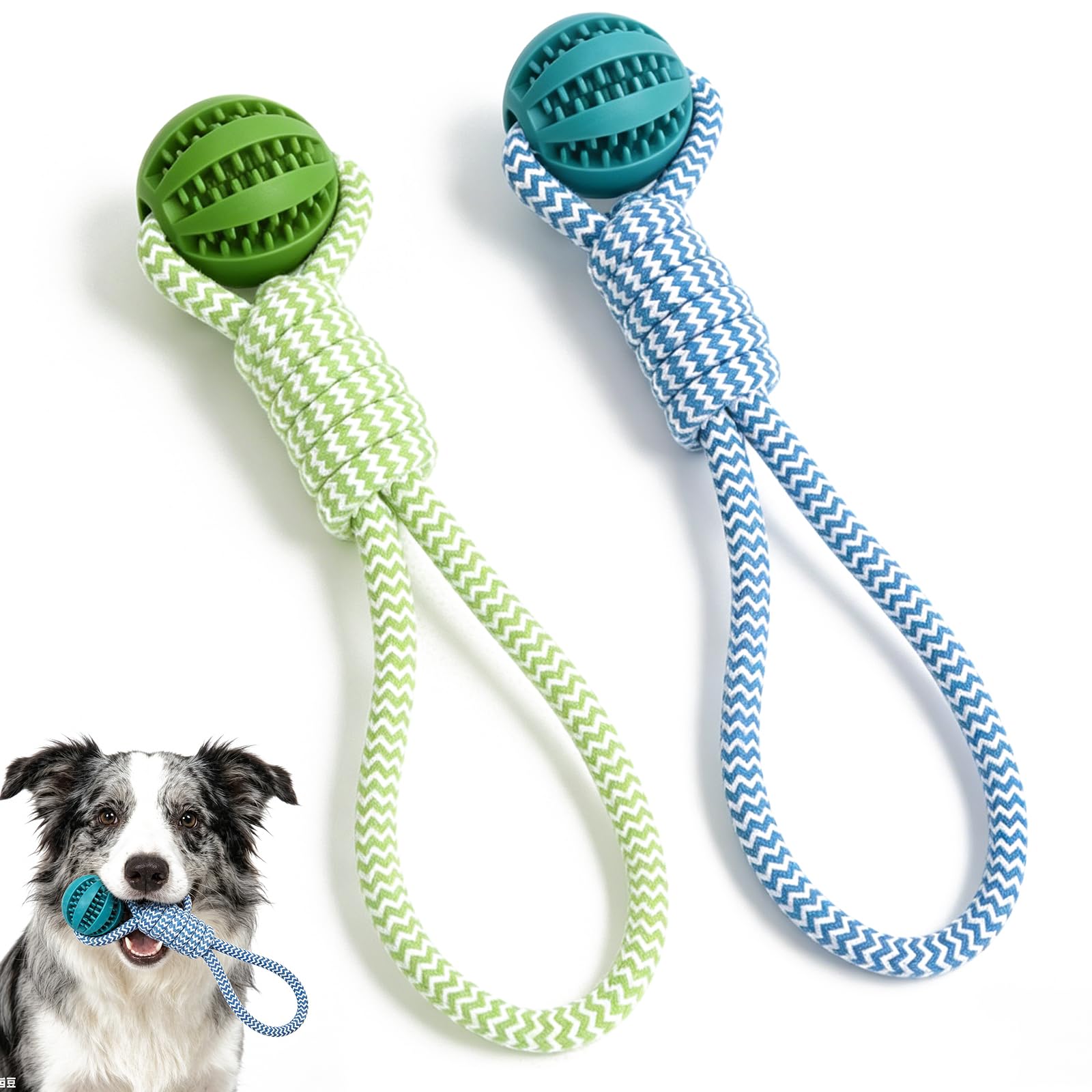 VBVOO Dog Ball on Rope 2 Pcs – Tug Toys for Dogs with Rope Ball Design – Dog Tug of War Toy for Fetch and Interactive Play – Suitable for Various Play Scenarios