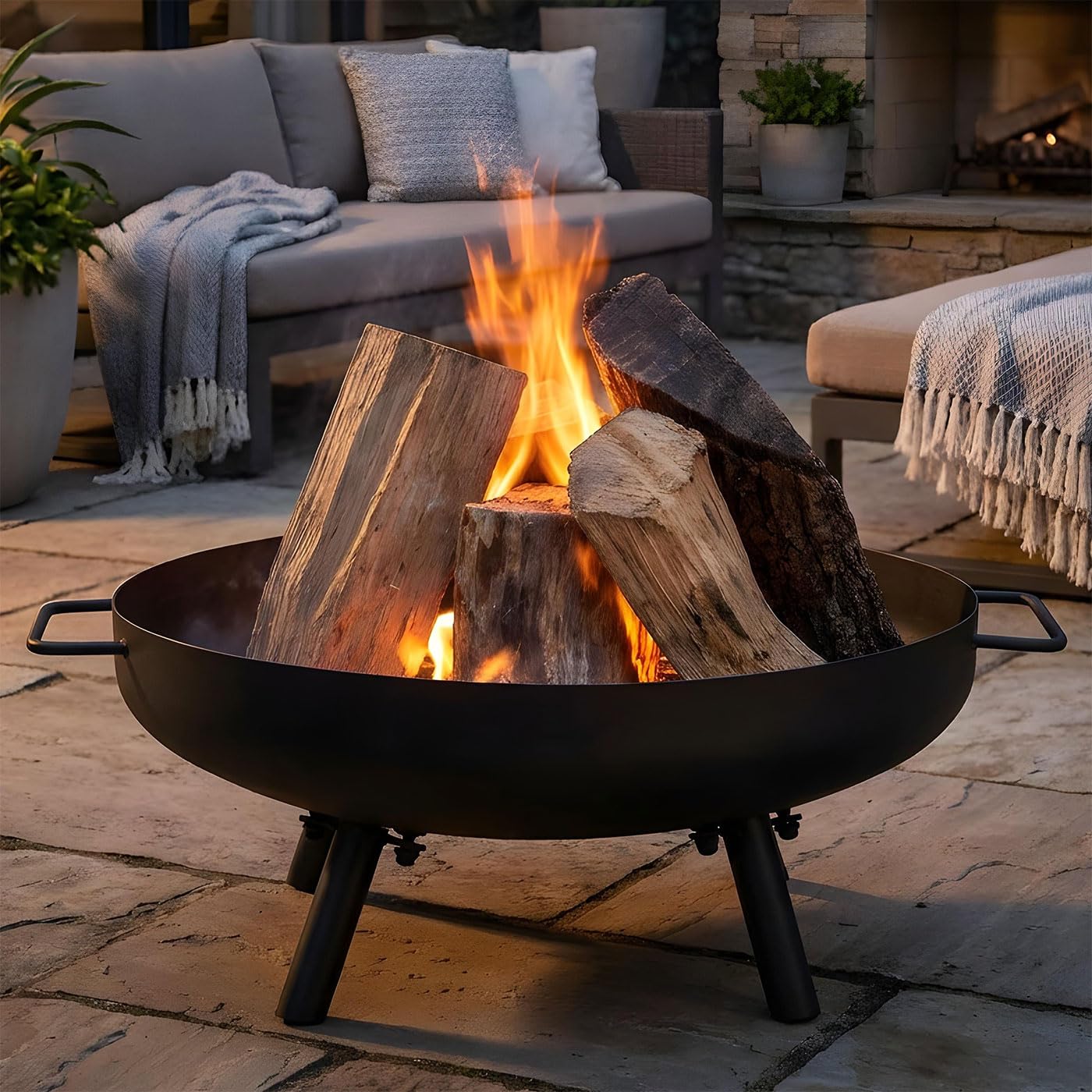levandeo Brasero de jardín de 50 cm, hierro negro, para terraza, exterior, chimenea, jardín, hoguera, fogata, decoración de jardín