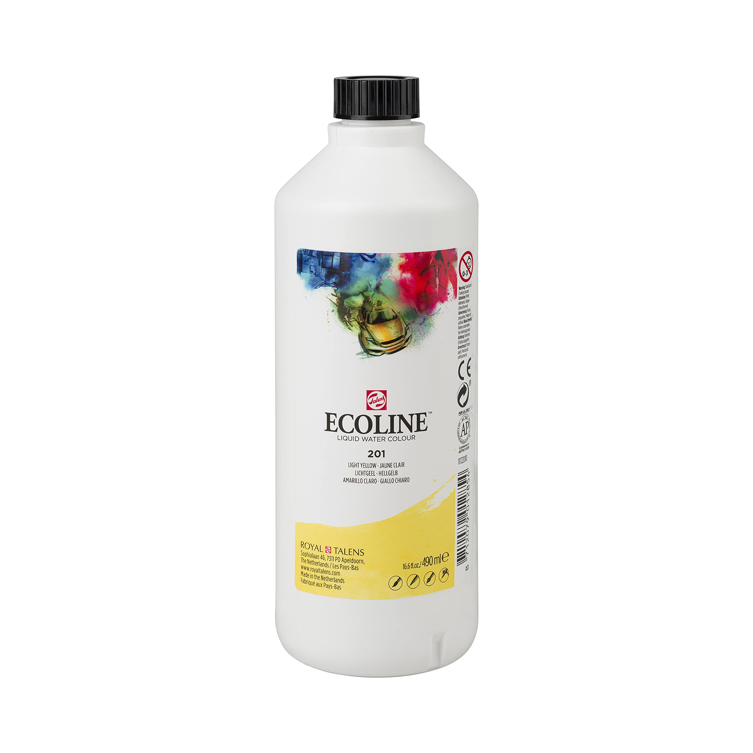 Ecoline Light Yellow Liquid Watercolour Bottle 490 Ml 201 (11722010)
