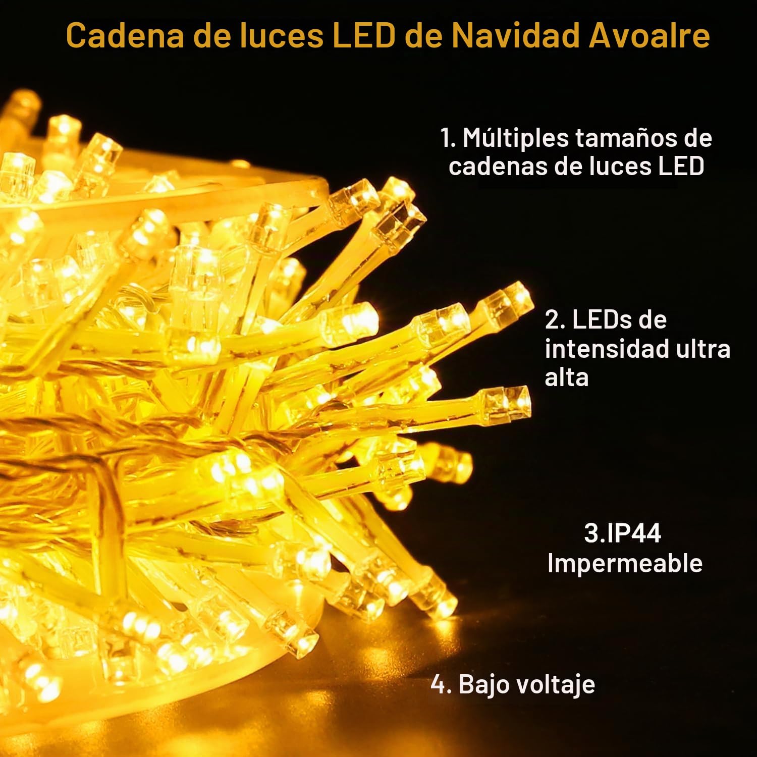 Avoalre Luces Navidad 100M 500LED, Guirnalda Luces con 8 Modos Función de Memoria Impermeable IP44 Luz Decoración para Exterior Interior Arbol Navidad Fiesta Jardín, Blanco Cálido