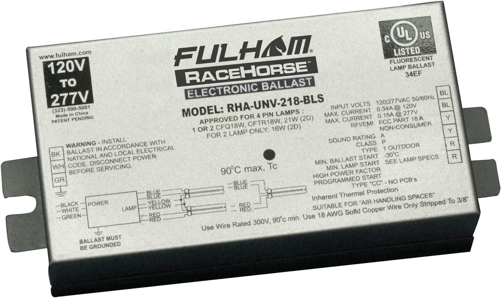 Fulham Lighting Fulham Racehorse CFL Ballast, RHA-UNV-218-BLS