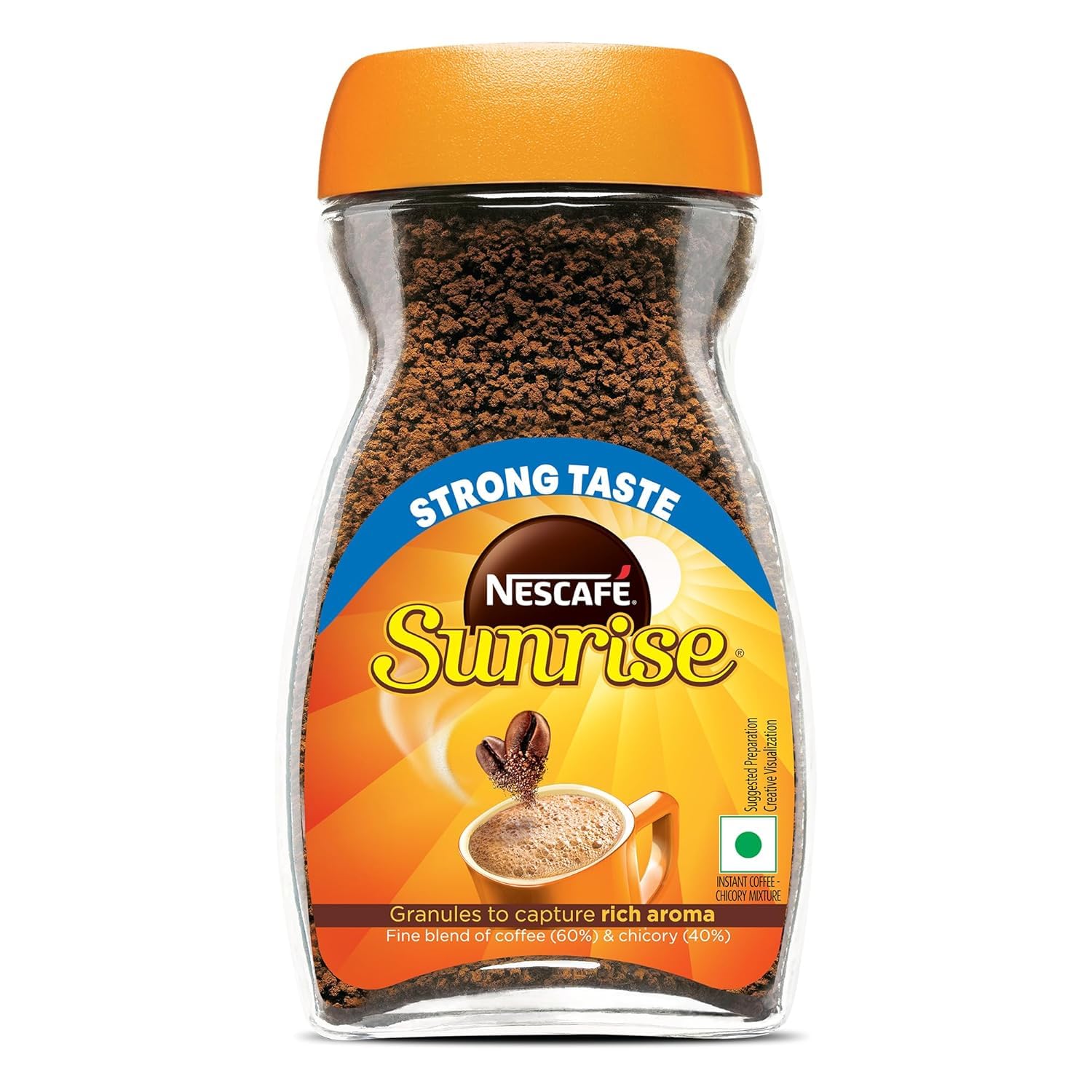 Sunrise Nescafe Instant Coffee Powder New Strong Flavor Coffee Chicory Blend 45g Glass