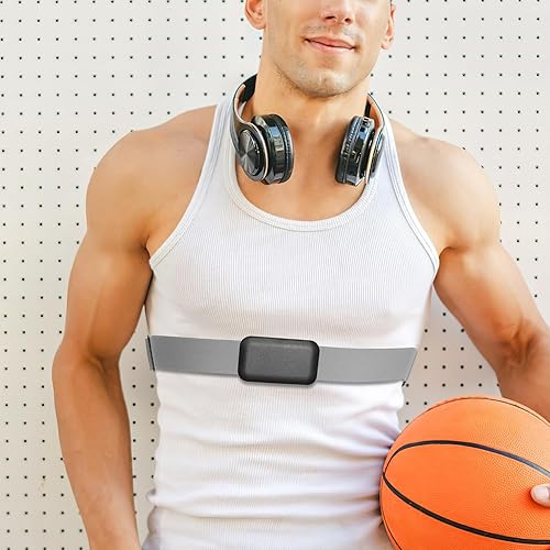 Miniatura 5 de Correa elástica para monitor cardíaco de fibra de poliuretano, correa de sensor de frecuencia cardíaca, correa de nailon gris para deportes de