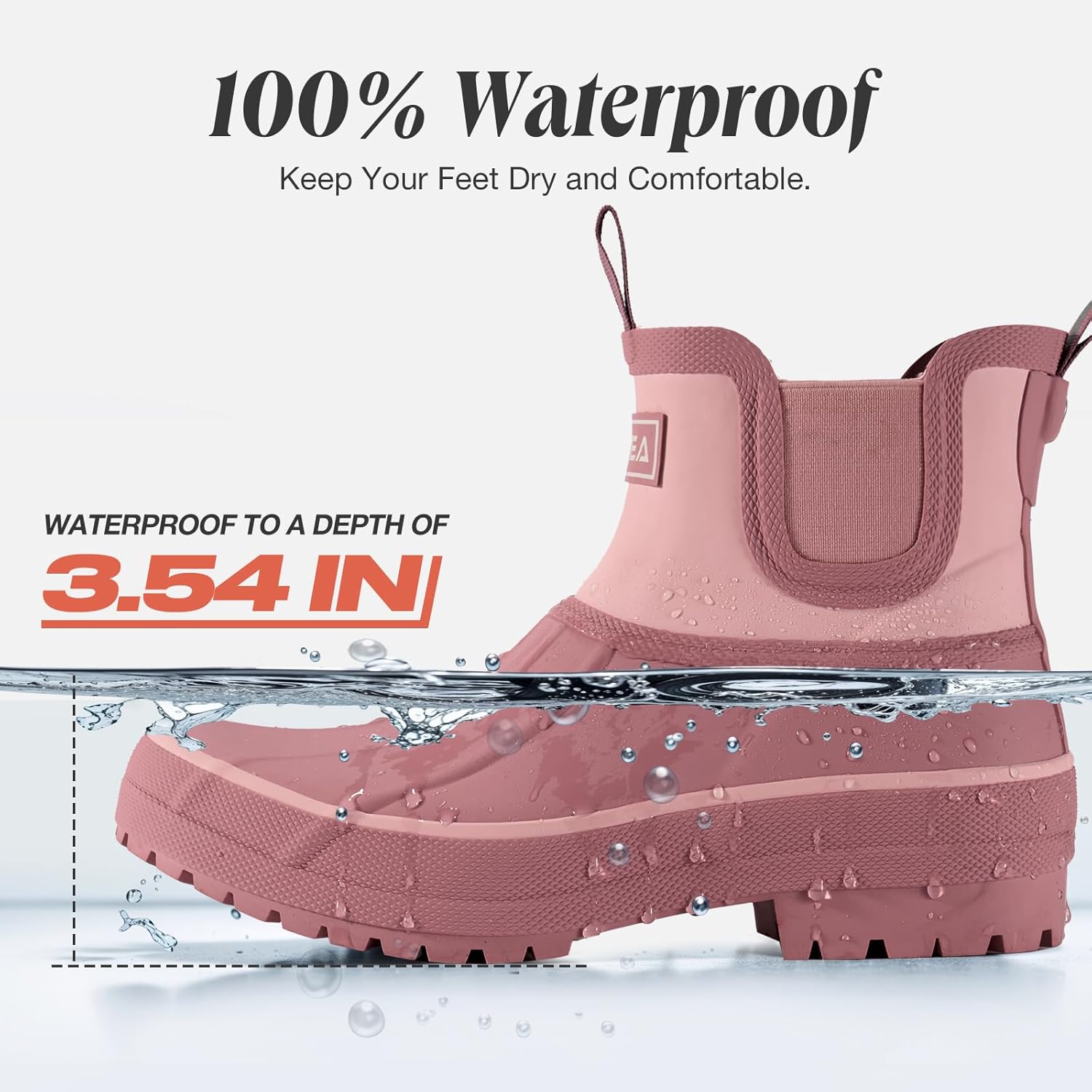 HISEA Women's Duck Chelsea Rain Boots Waterproof Short Garden Boot Outdoor Mud Boots - Image 4