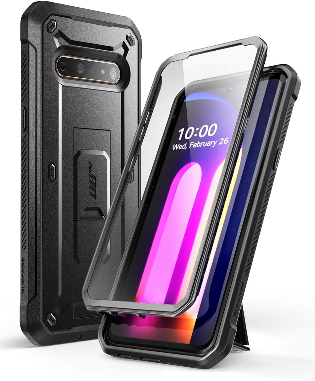 SUPCASE Unicorn Beetle Pro Series Case Designed for LG V60 ThinQ (2020 Release),Full-Body Rugged Holster & Kickstand Case with Built-in Screen Protector (Black)