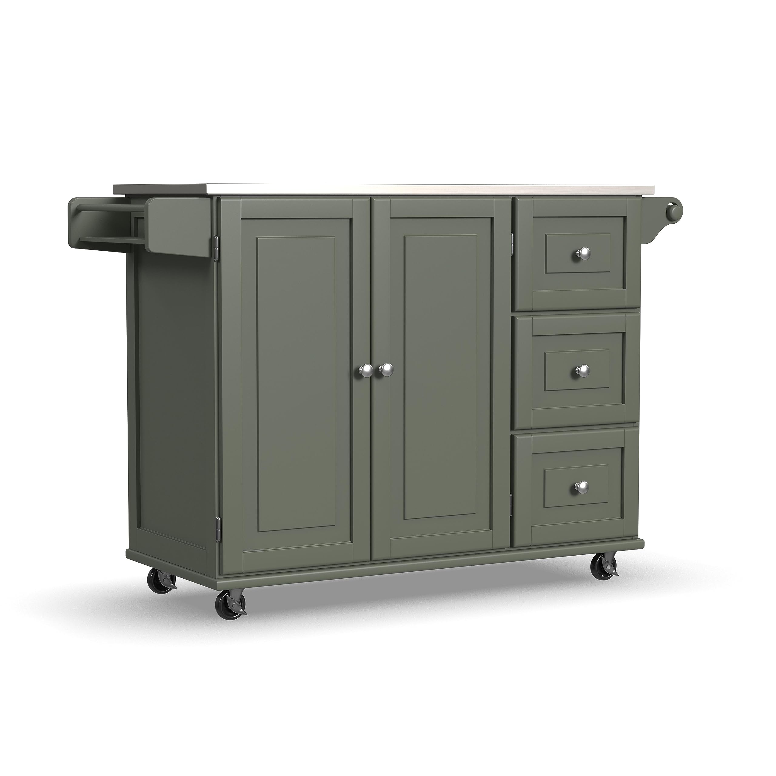 incomplete one box only homestyles Mobile Kitchen Island Cart with Stainless Steel Top, Sage Green